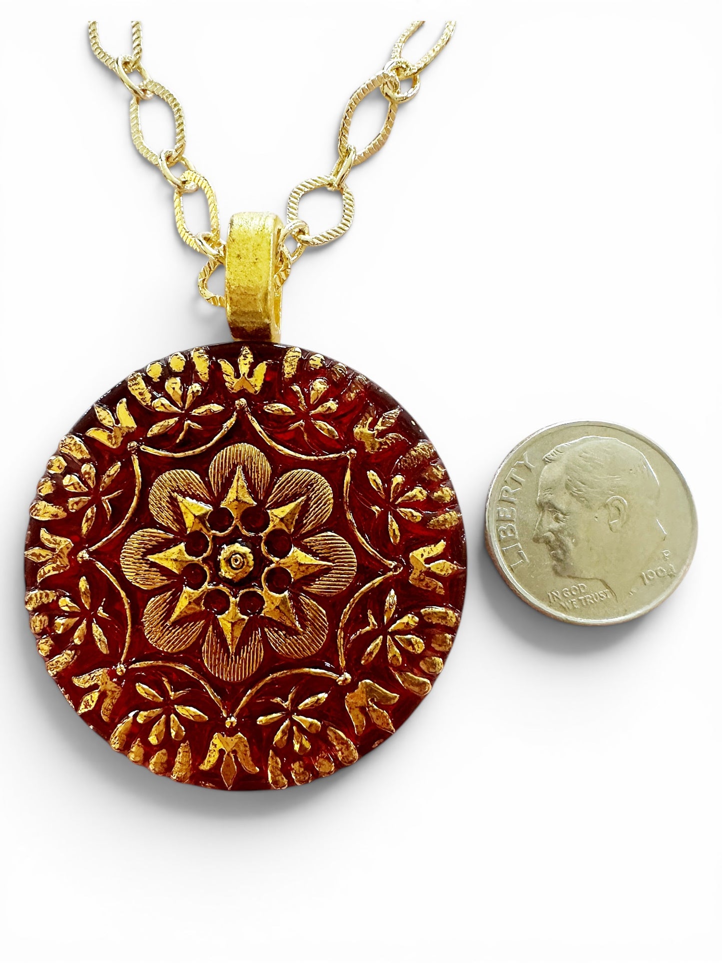 "Ruby" - Czech Glass Button Necklace