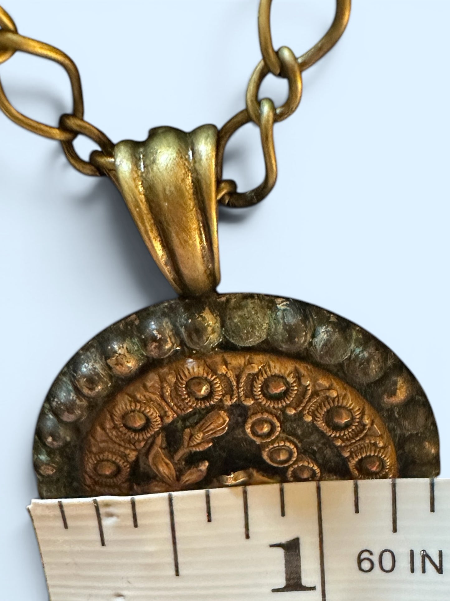 Floral Picture Button Necklace - Victorian Era