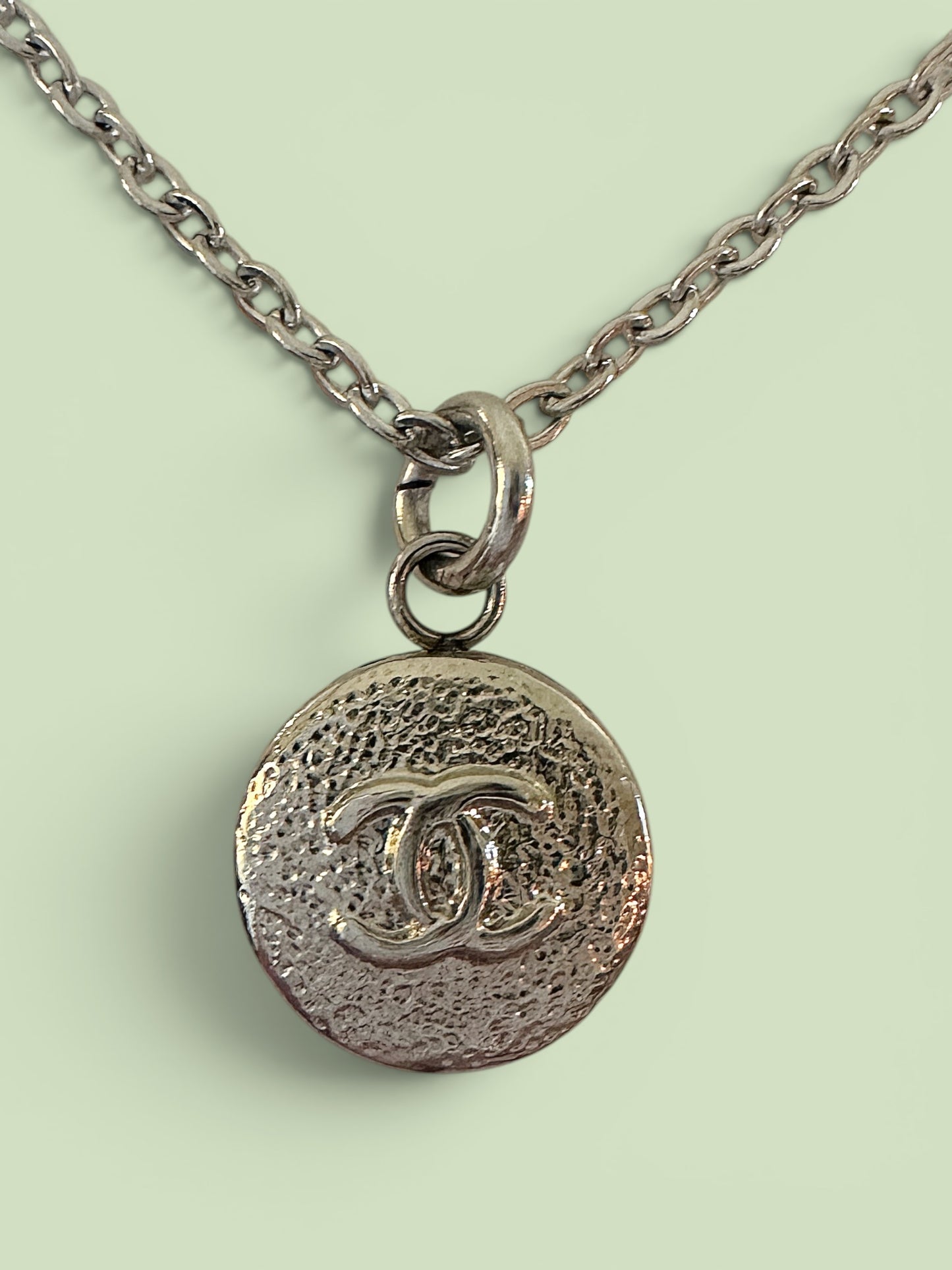 Chanel Silver Button Pendant (with or without chain)