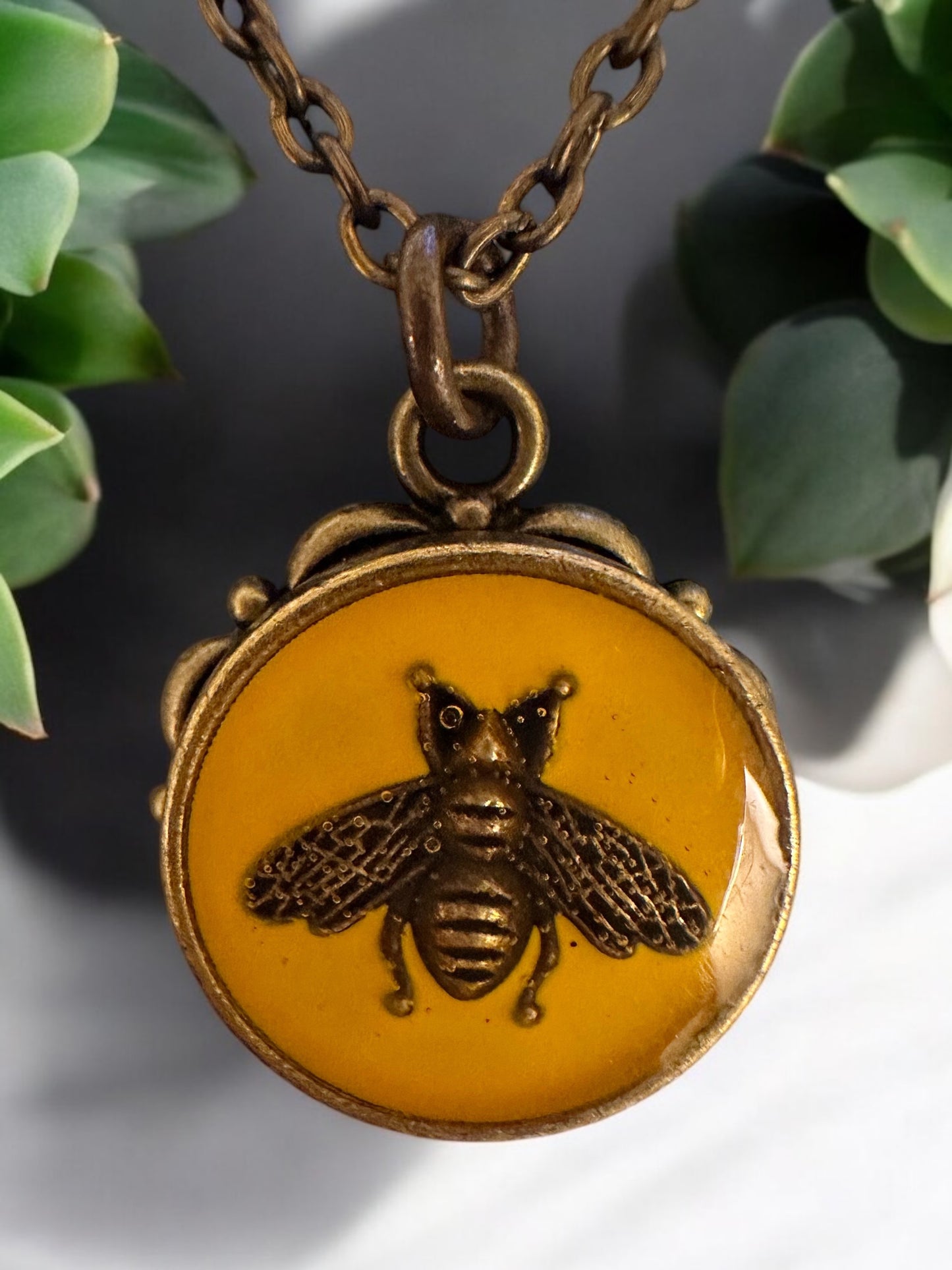 Yellow Gucci Bee Button Necklace
