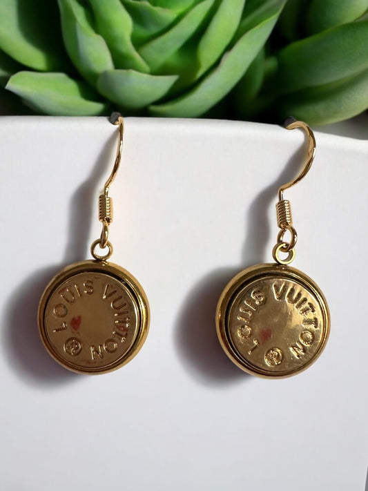 Vintage Designer Up-Cycled LV Gold Rivet Earrings
