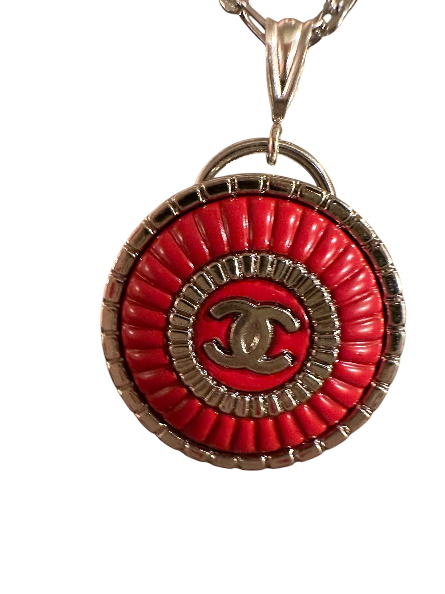 Vintage Designer Up-Cycled Red Button Necklace