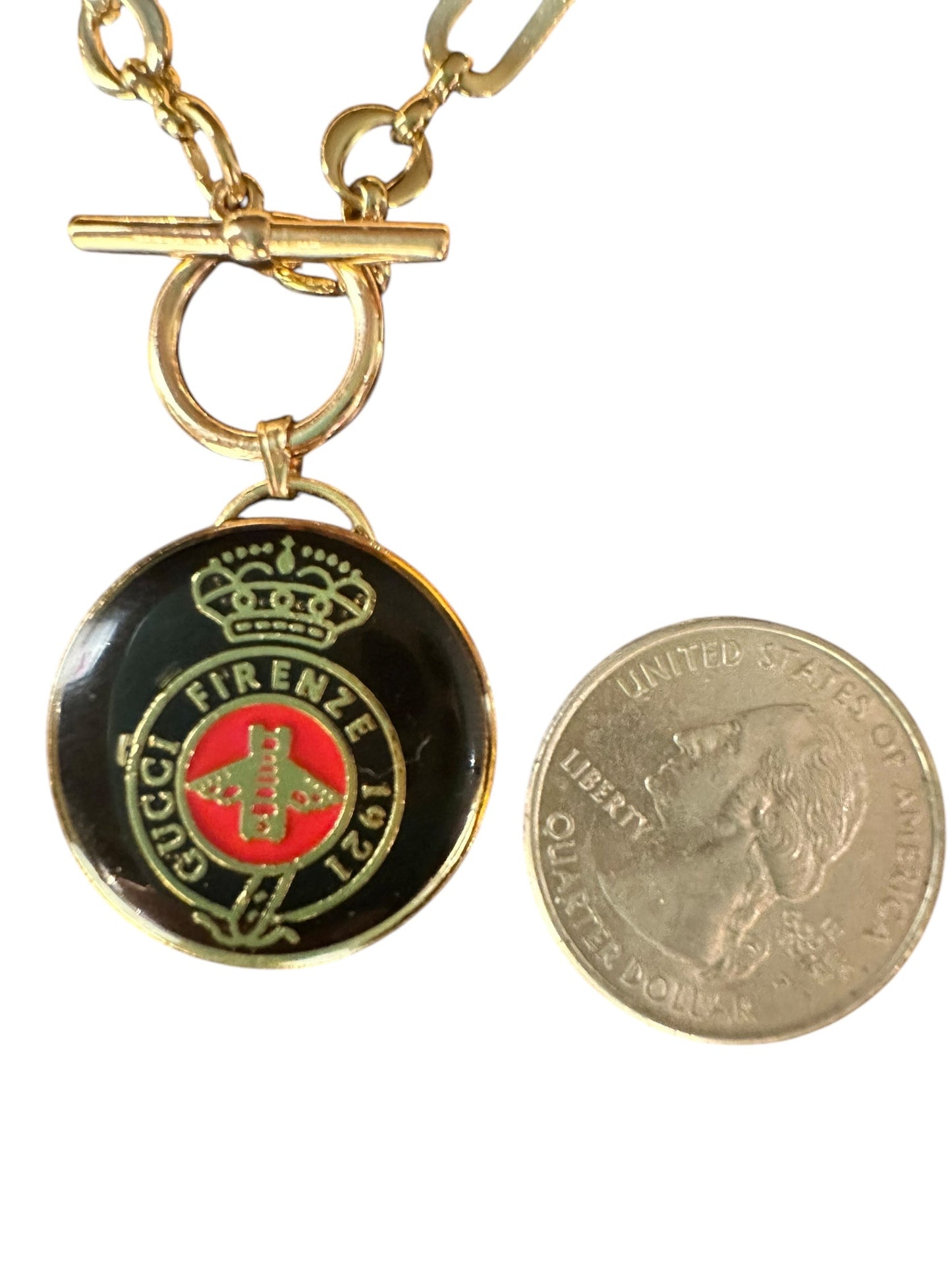 Vintage Designer Black and Red Gucci Button Necklace