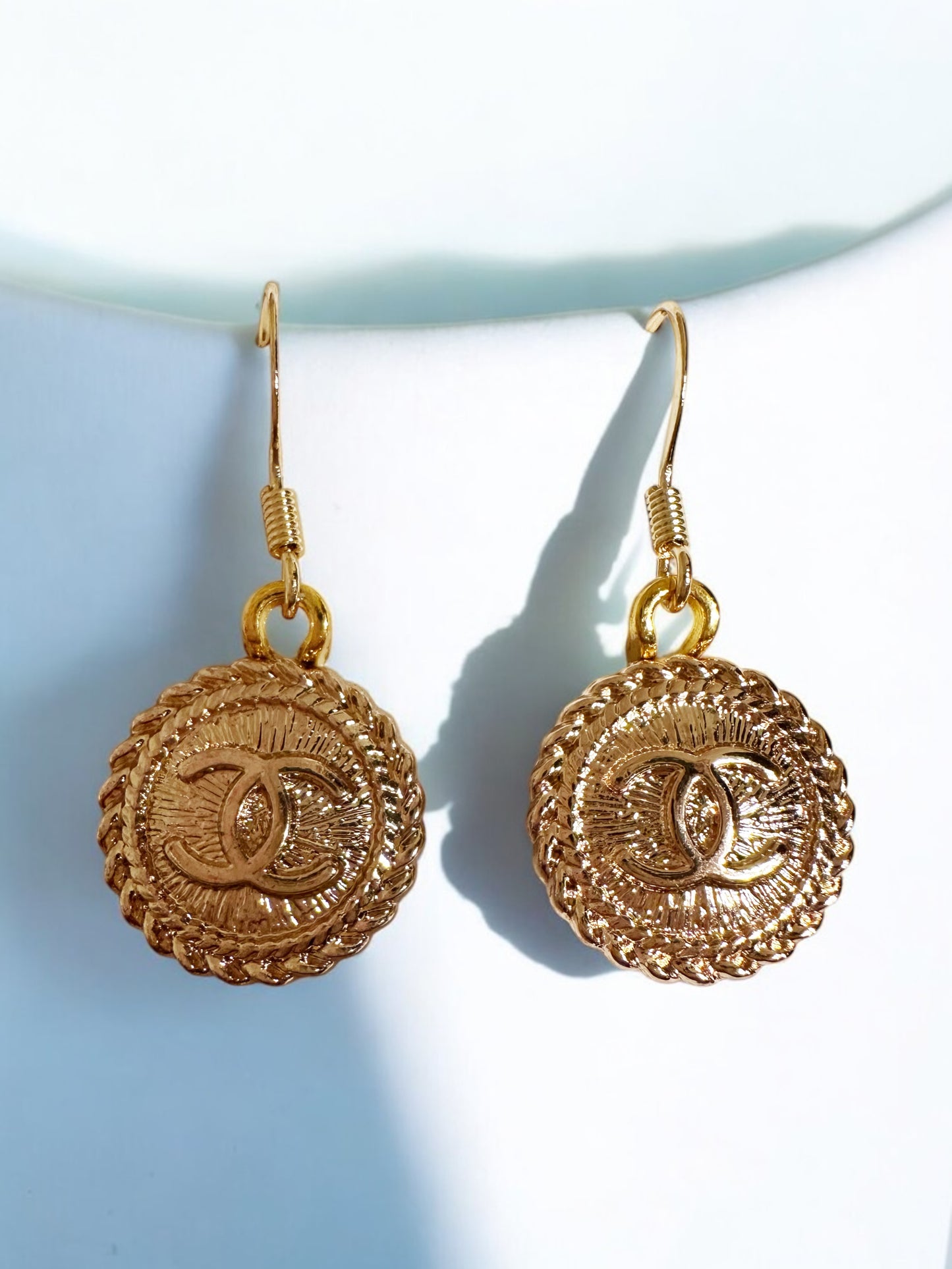 Vintage Designer Up-Cycled Gold Button Earrings