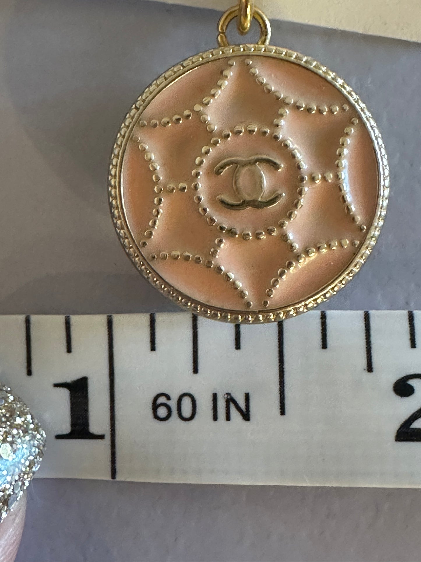 Chanel Peach Pink Button Pendant
