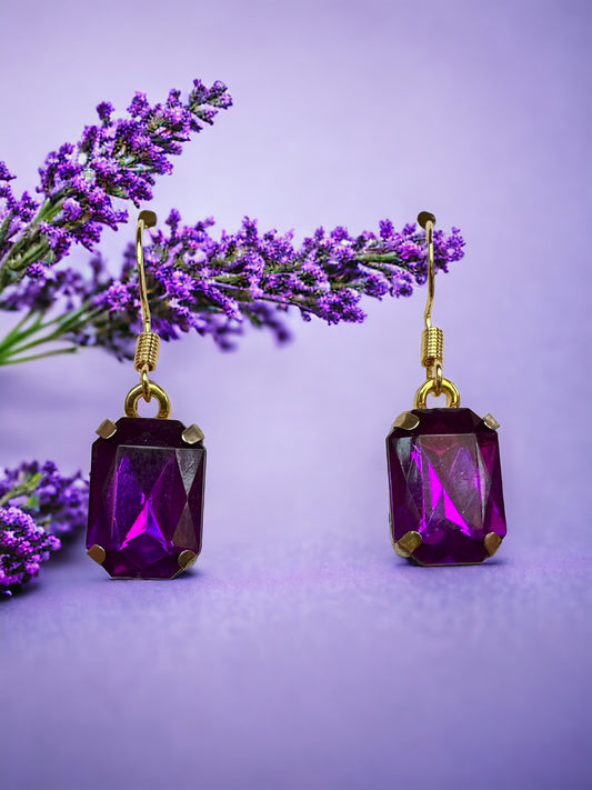 Purple Bold and Minimalistic Up-cycled Earrings