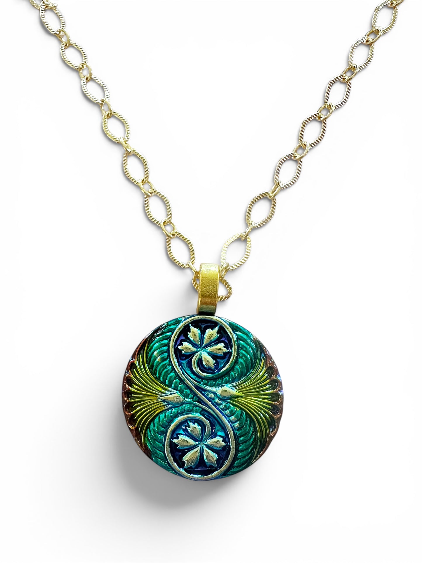"The Rainbow Prism" - Czech Glass Button Necklace