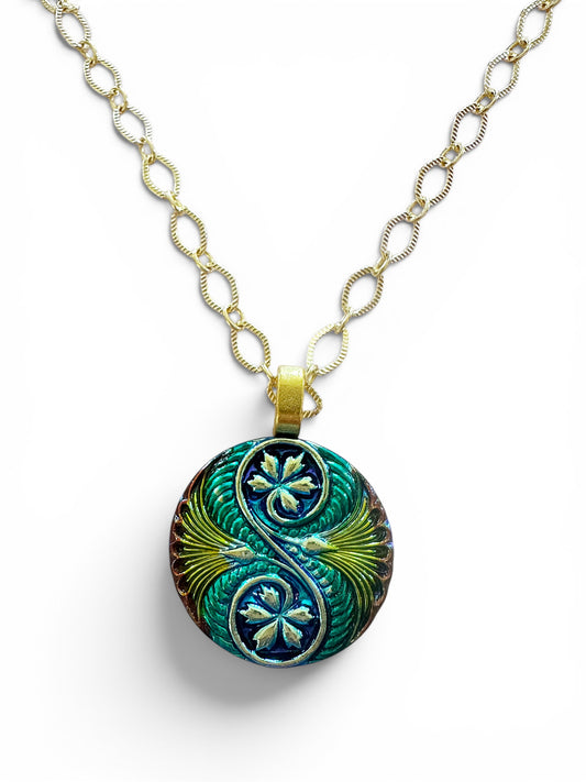 "The Rainbow Prism" - Czech Glass Button Necklace