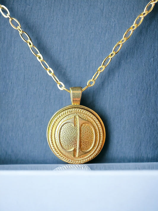 Vintage Designer Up-Cycled Gold Christian Dior Button Necklace