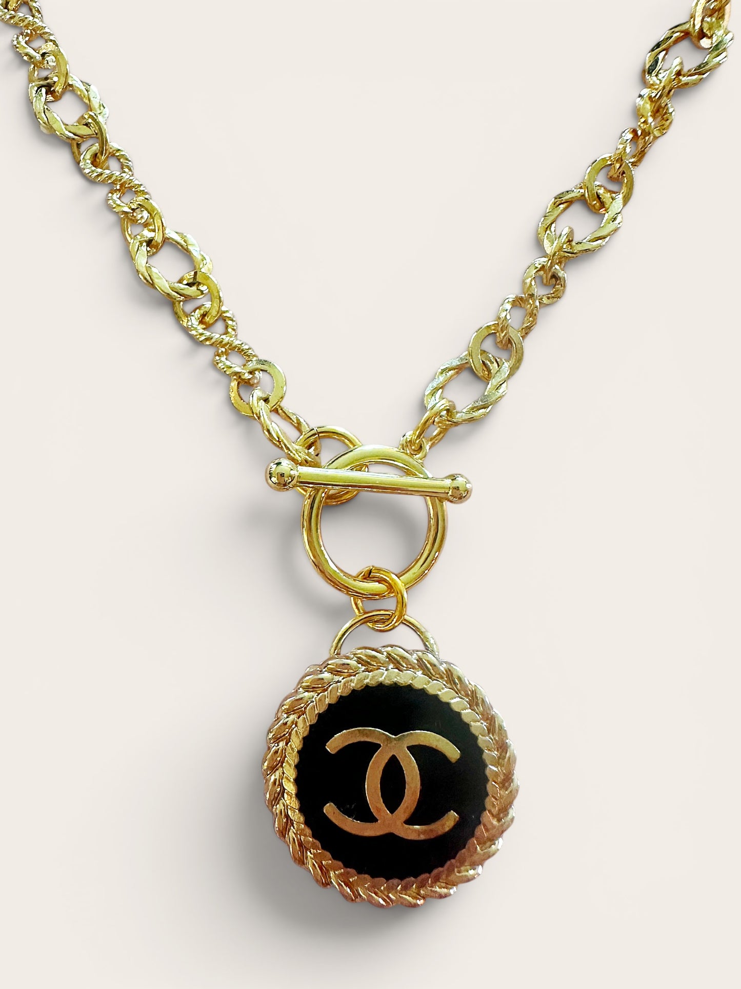Chanel Classic Black & Gold Button Necklace