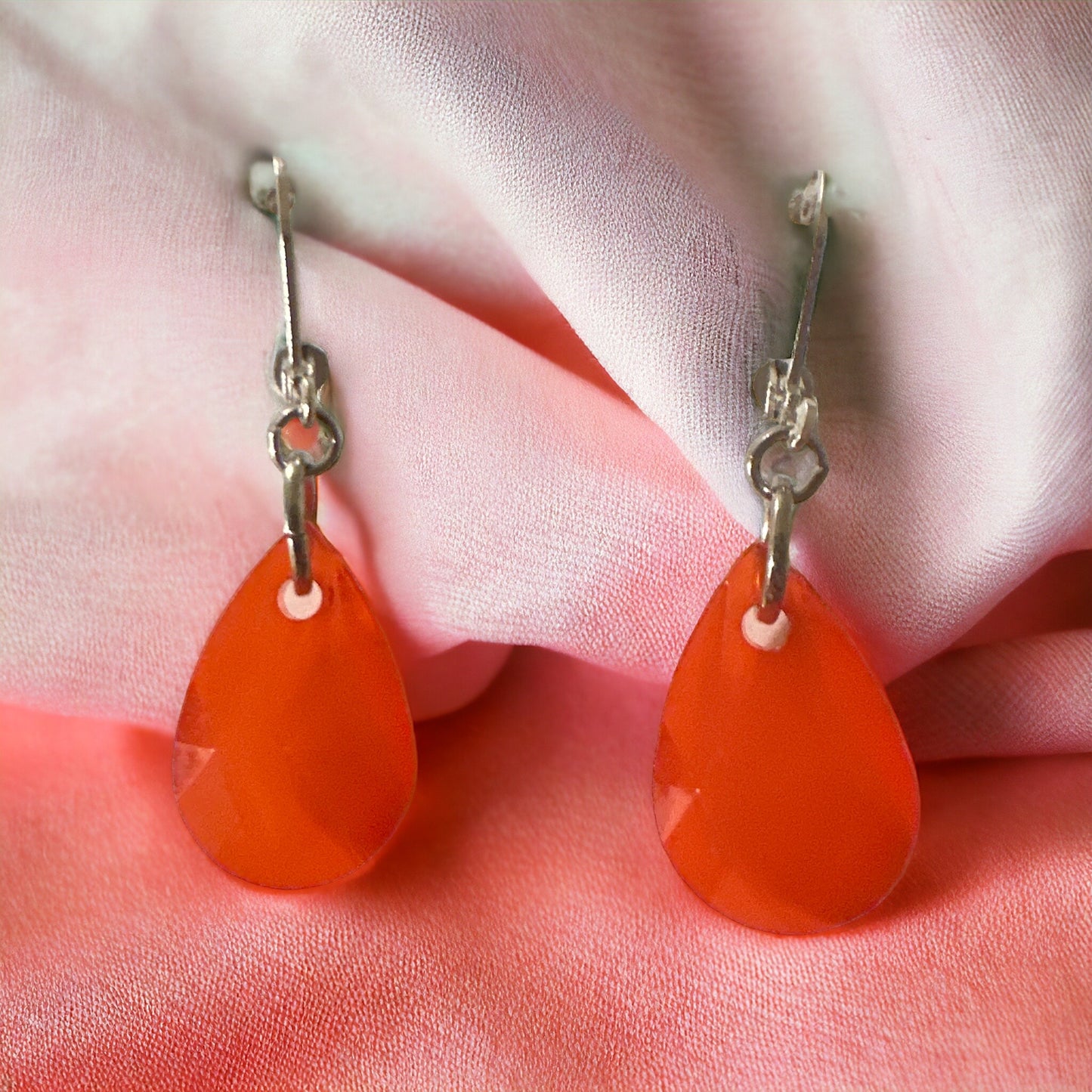 Transluscent Coral Teardrop Earrings