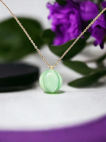 Mint Green Czech Glass Button Necklace