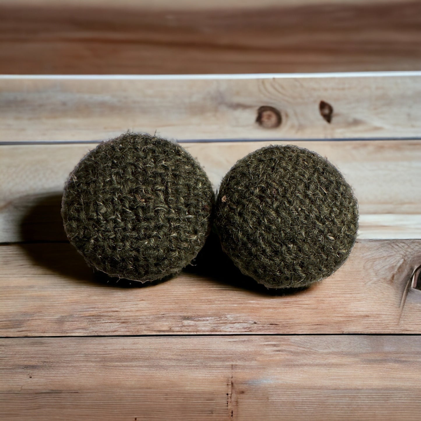 Hunter Green Woven Fuzzy Fun Vintage Couch Button Earrings