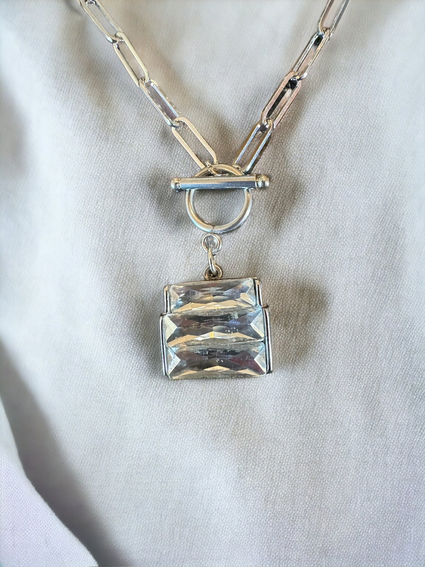 Geometric Stacked Rhinestone Necklace