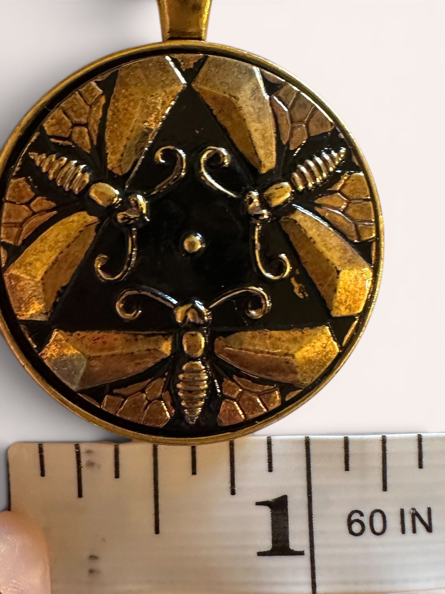 Black & Gold Czech Glass Button Necklace