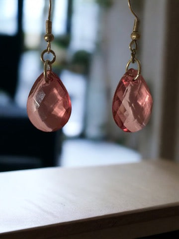 Crystal Wine Teardrop Earrings (Larger Size)