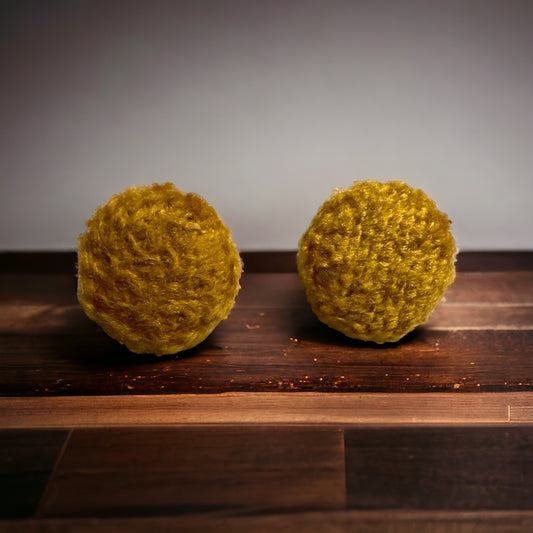 Mustard Yellow Fuzzy Fun Vintage Couch Button Earrings