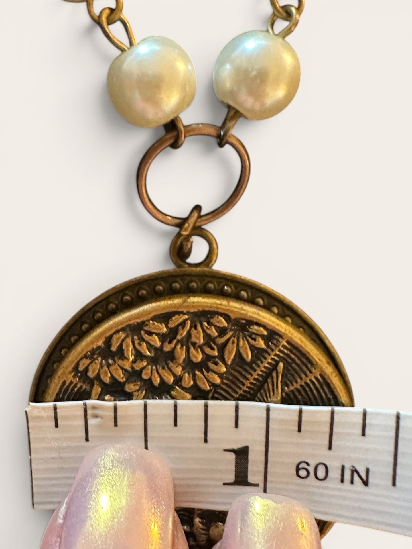 "Cranes in Flight" Victorian Era - Story Button Necklace