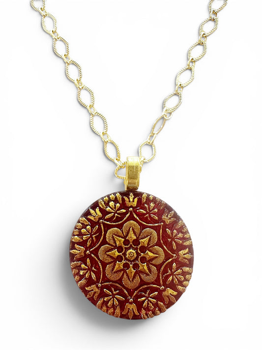 "Ruby" - Czech Glass Button Necklace