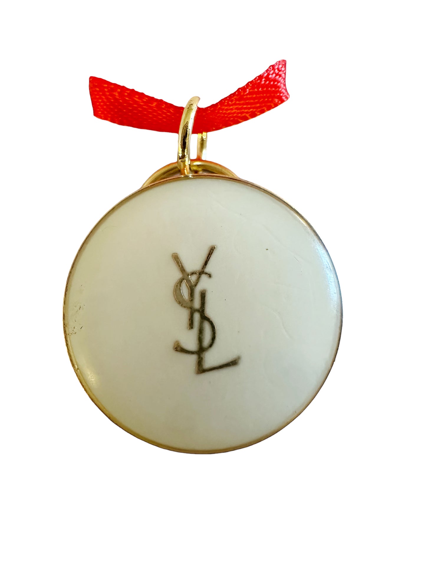 Yves Saint Laurent White & Gold Button Pendant (with or without chain)