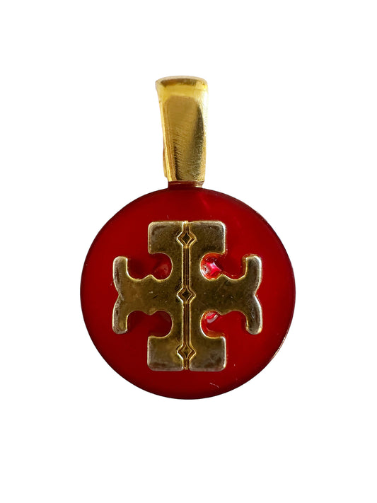 Tory Burch Red & Gold Button Pendant (with or without chain)