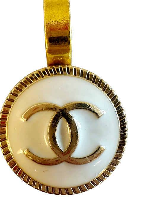 Chanel White & Gold Button Pendant (with or without chain)