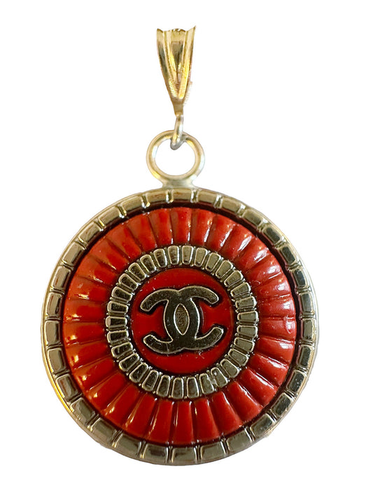 Chanel Red & Silver Button Pendant Style 2 (with or without chain)