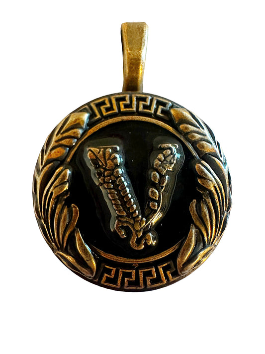Versace Black & Bronze Button Pendant (with or without chain)