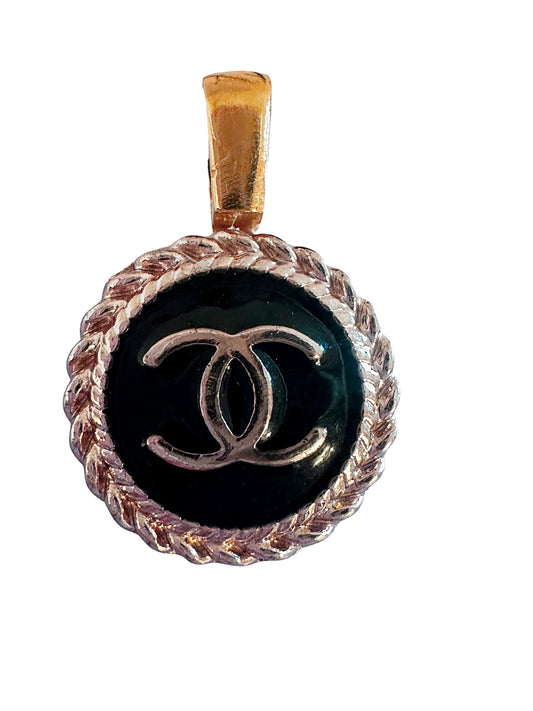 Chanel Classic Small Black & Gold Button Pendant (with or without chain)