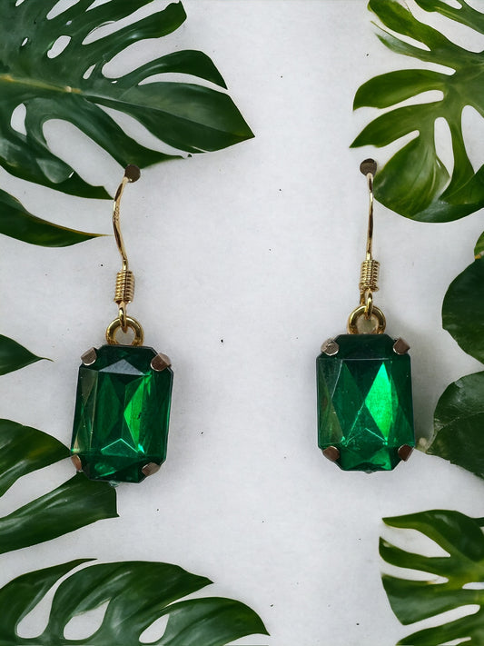 Emerald Green Bold and Minimalistic Up-cycled Earrings