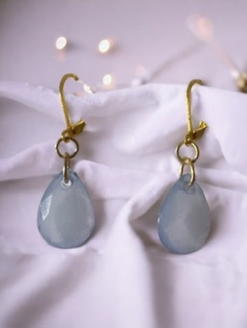 Clear Periwinkle Teardrop Earrings