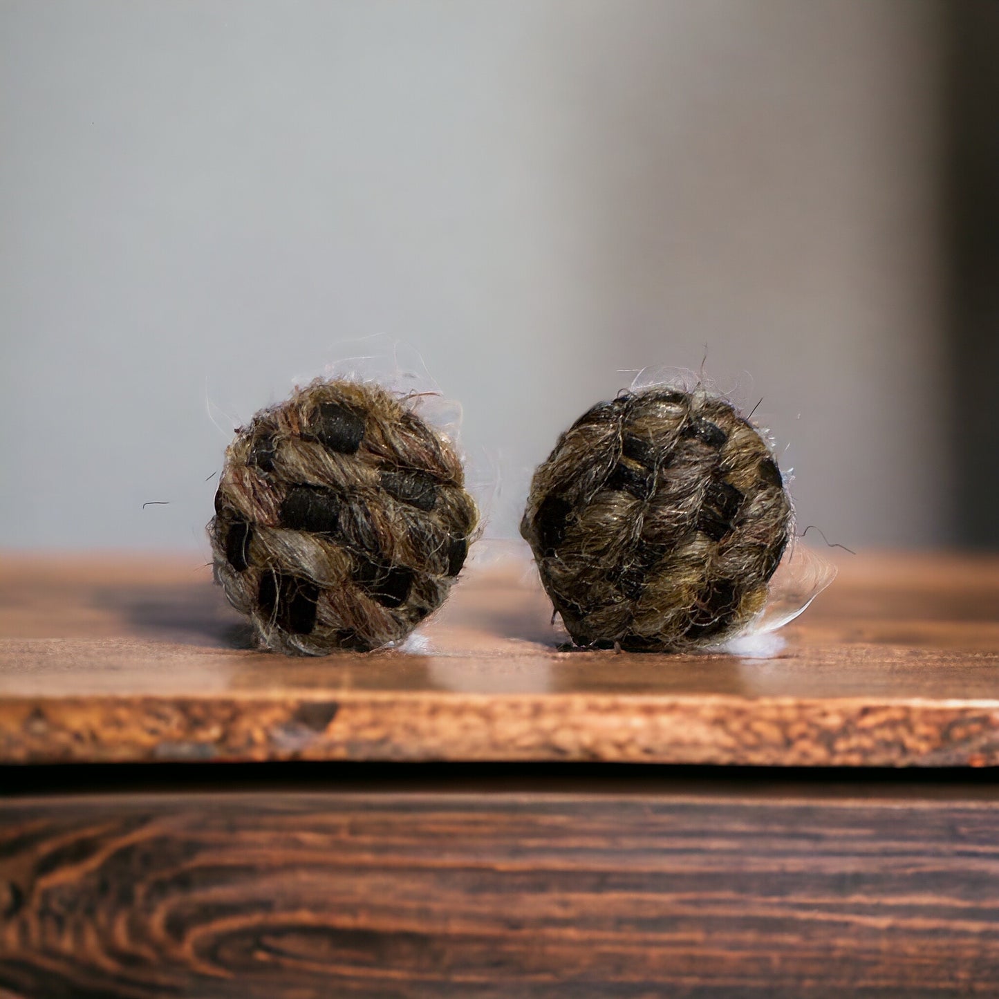 Brown Patchword Fuzzy Fun Vintage Couch Button Earrings