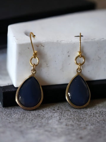 Blue & Gold Teardrop Earrings