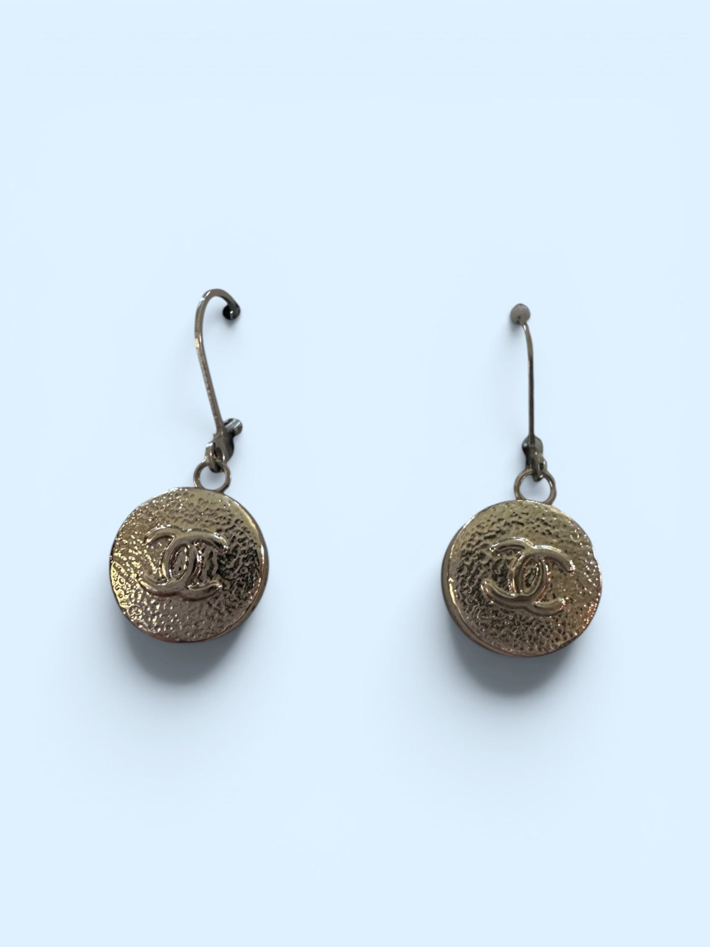 Chanel Silver Button Earrings