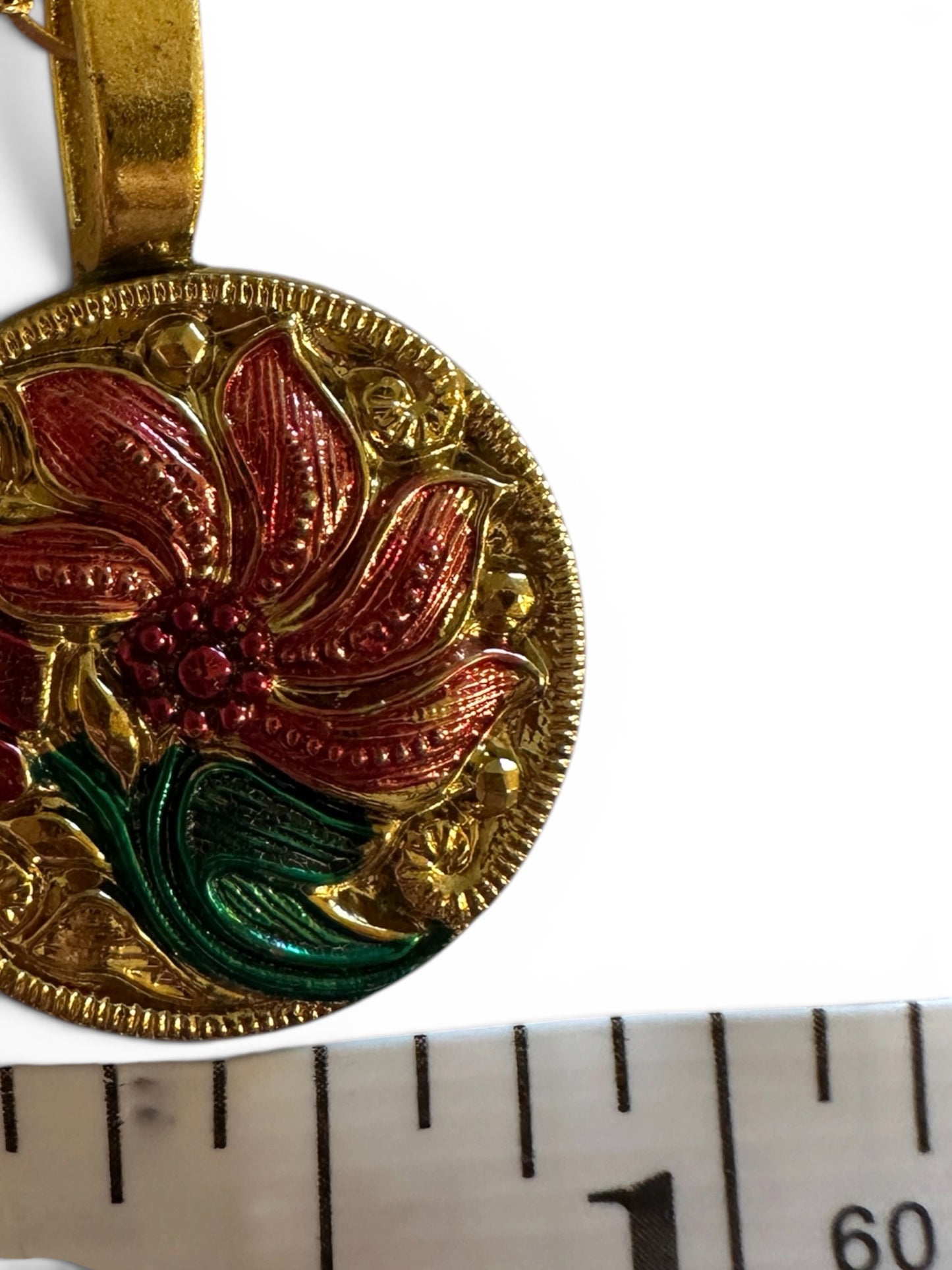 Floral Gold Czech Glass Button Necklace