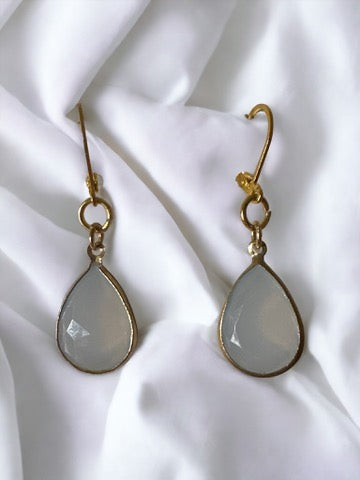 Clear Gold Teardrop Earrings