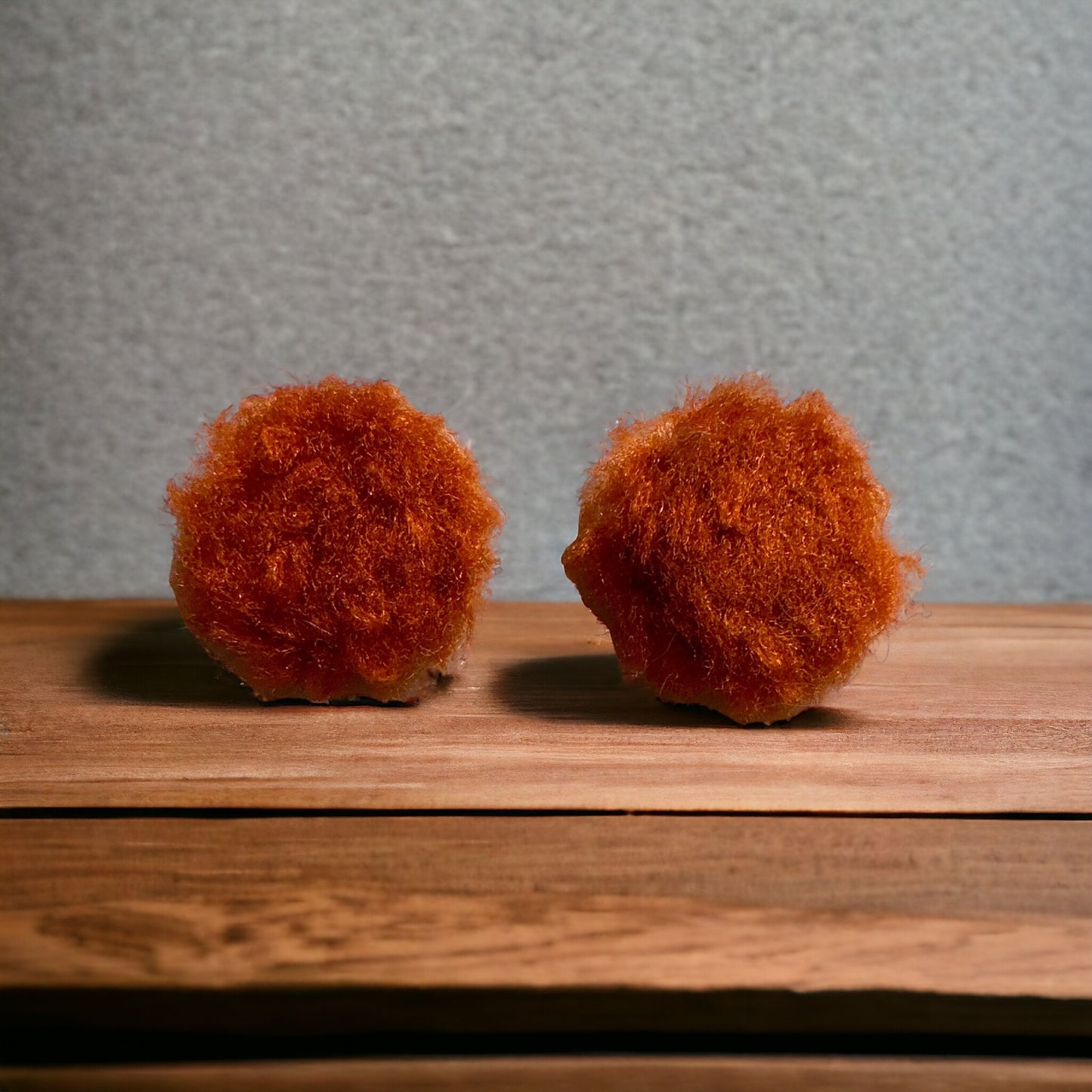 Burnt Orange Fuzzy Fun Vintage Couch Button Earrings