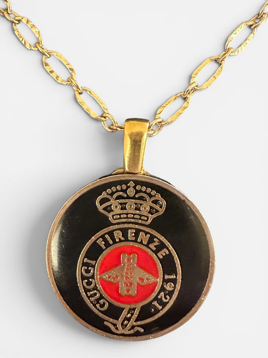 Gucci Black & Red Button Necklace (with or without chain)