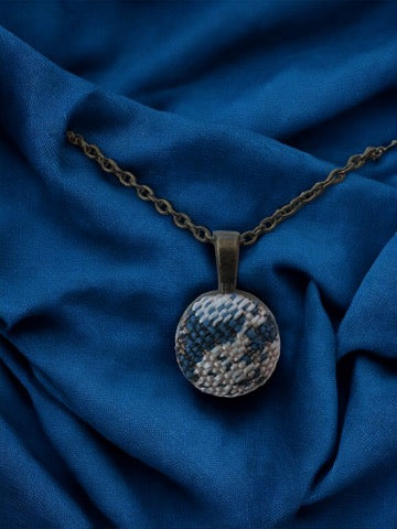 Blue and Ivory Fun Vintage Couch Button Necklaces