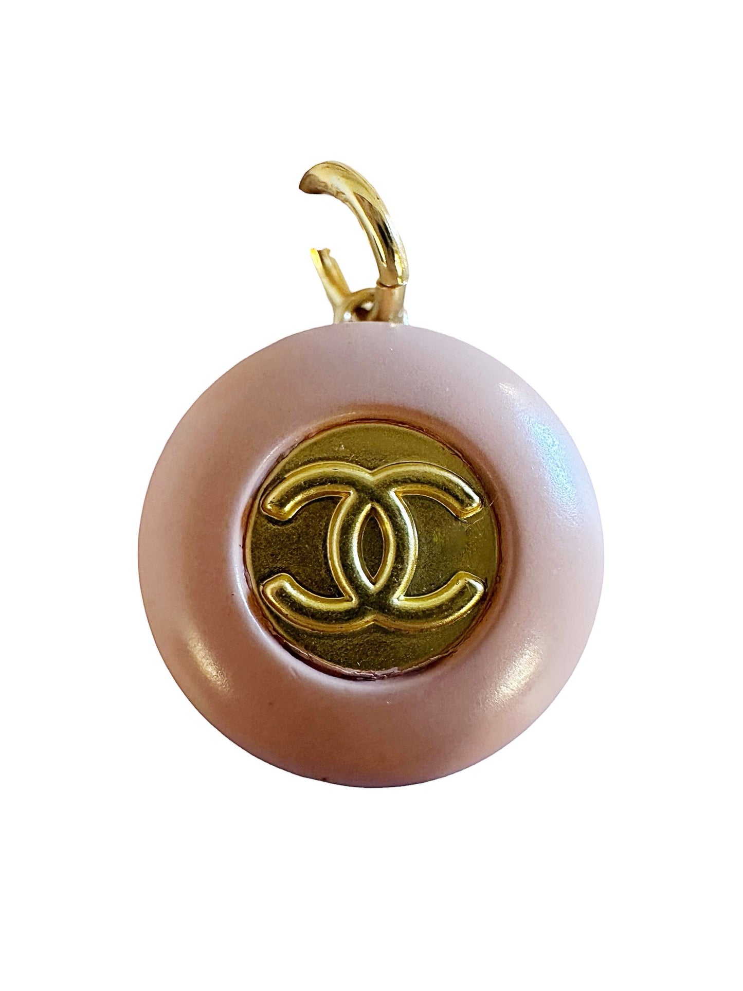 Chanel Pale Dusty Pink & Gold Button Pendant (with or without chain)