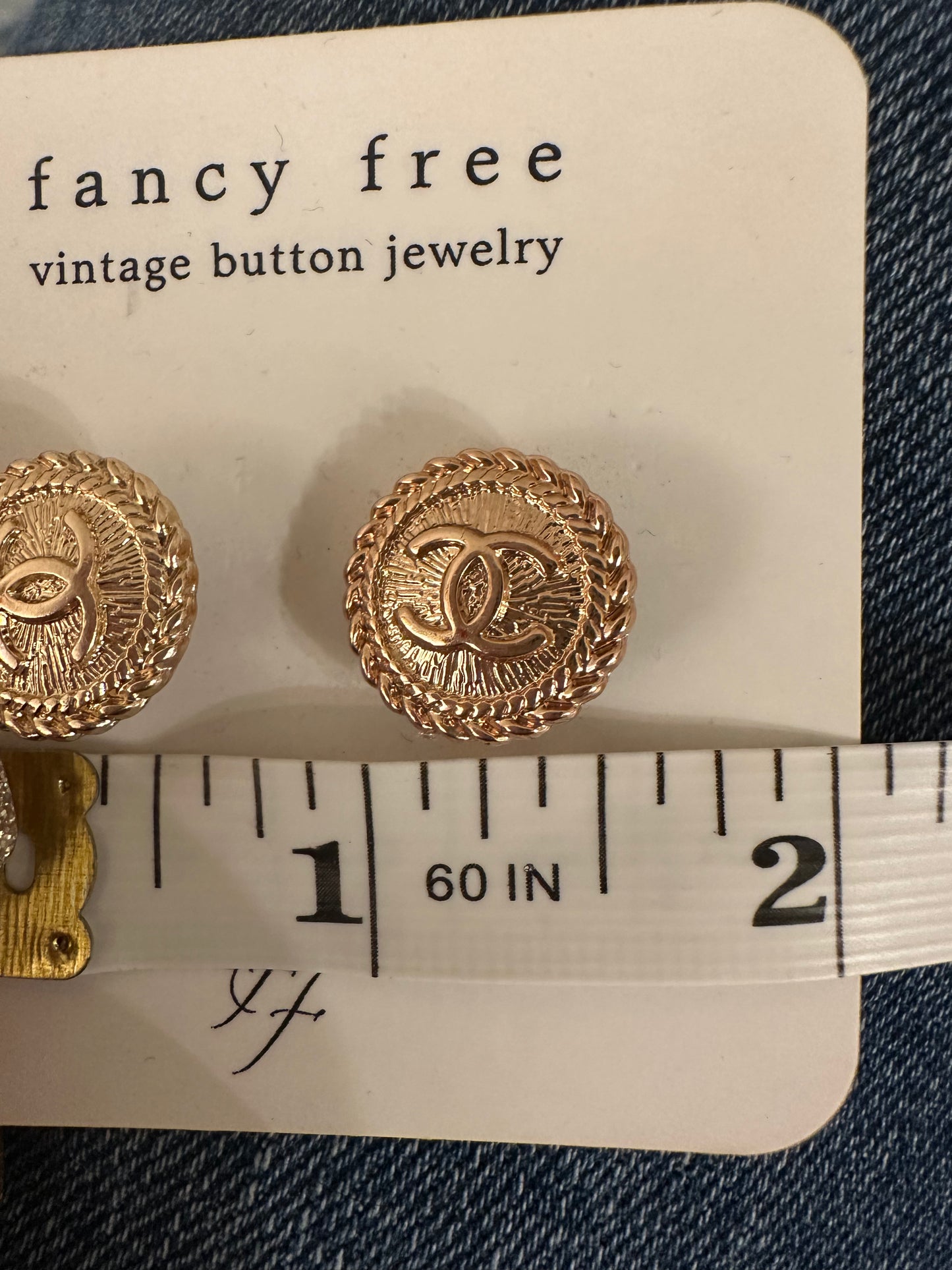 Vintage Designer Up-Cycled Gold Stud Button Earrings