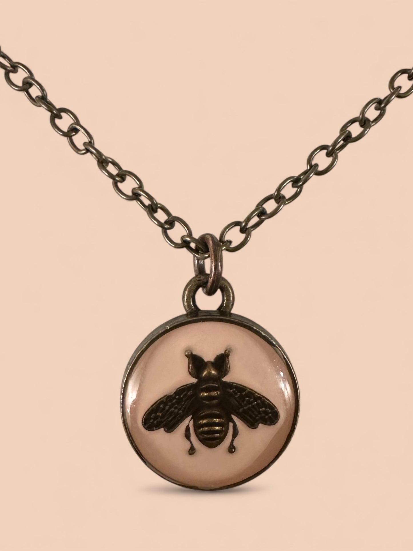 Pale Pink Gucci Bee Button Necklace
