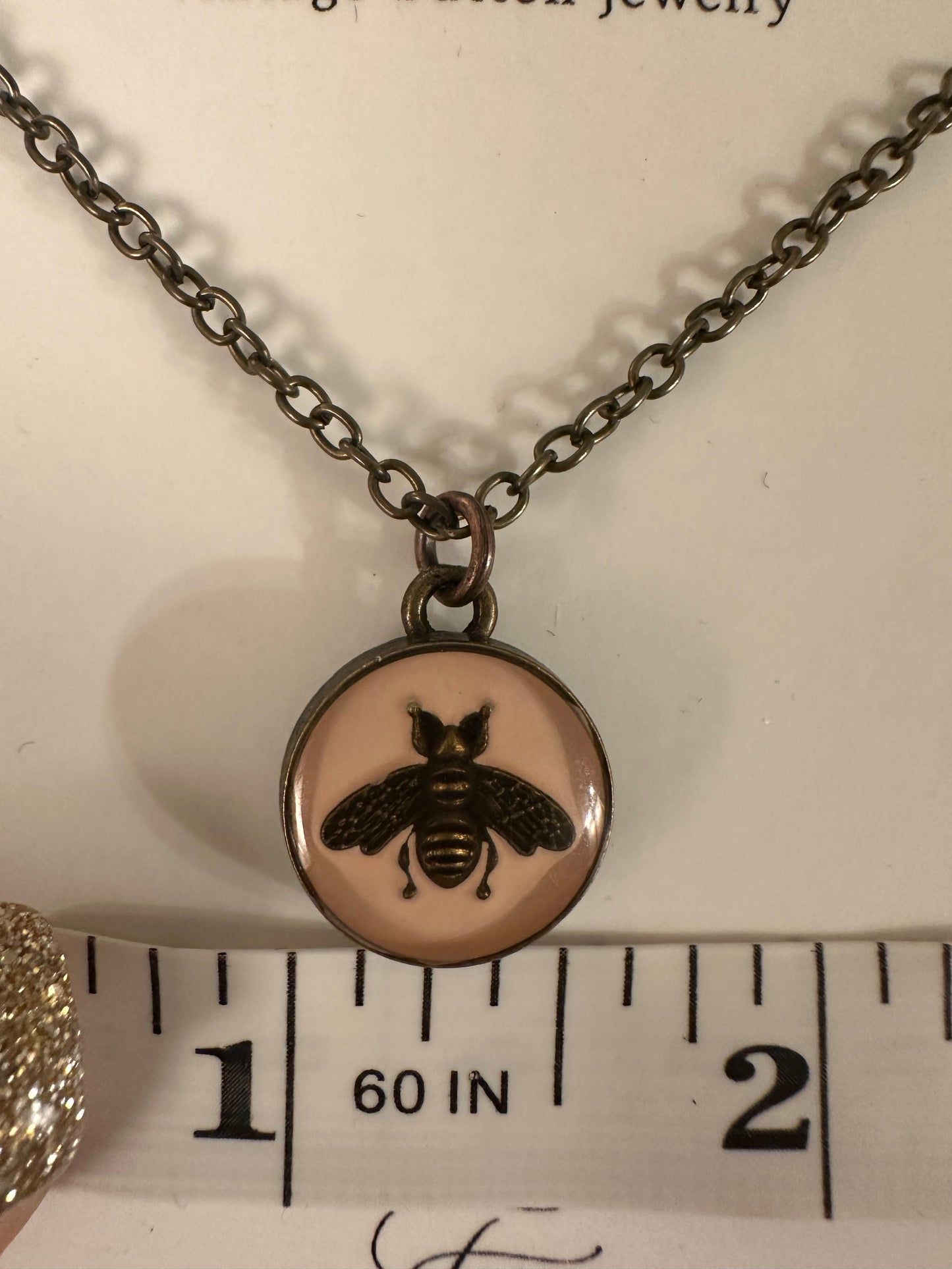 Pale Pink Gucci Bee Button Necklace