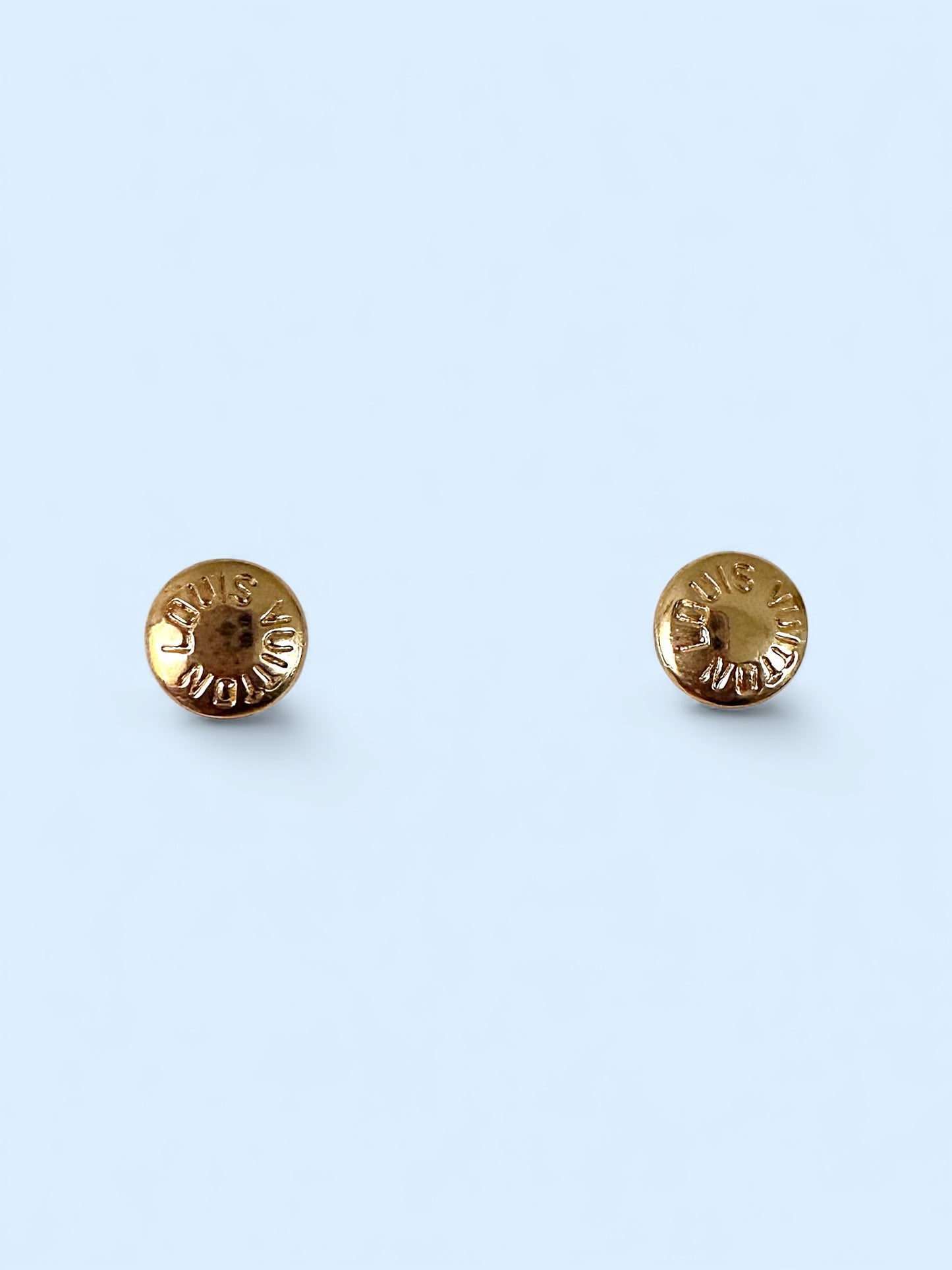 Vintage Designer Up-Cycled LV Gold Button Earrings