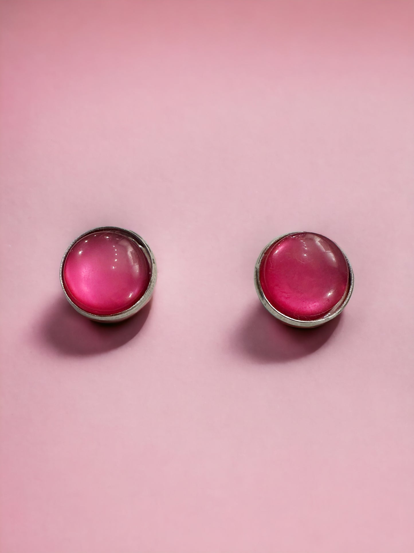 Breast Cancer Awareness Pink Up-cycled Button Drop Earrings