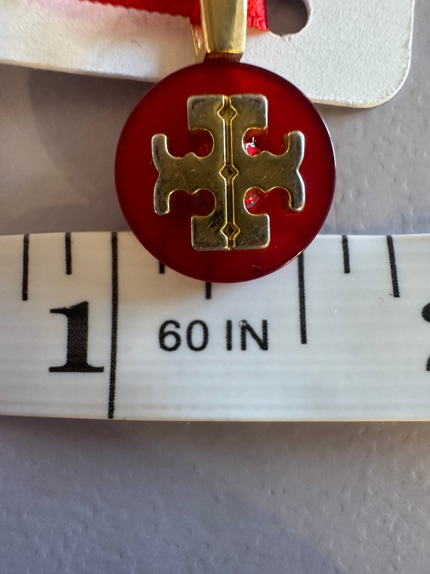 Tory Burch Red & Gold Button Pendant (with or without chain)