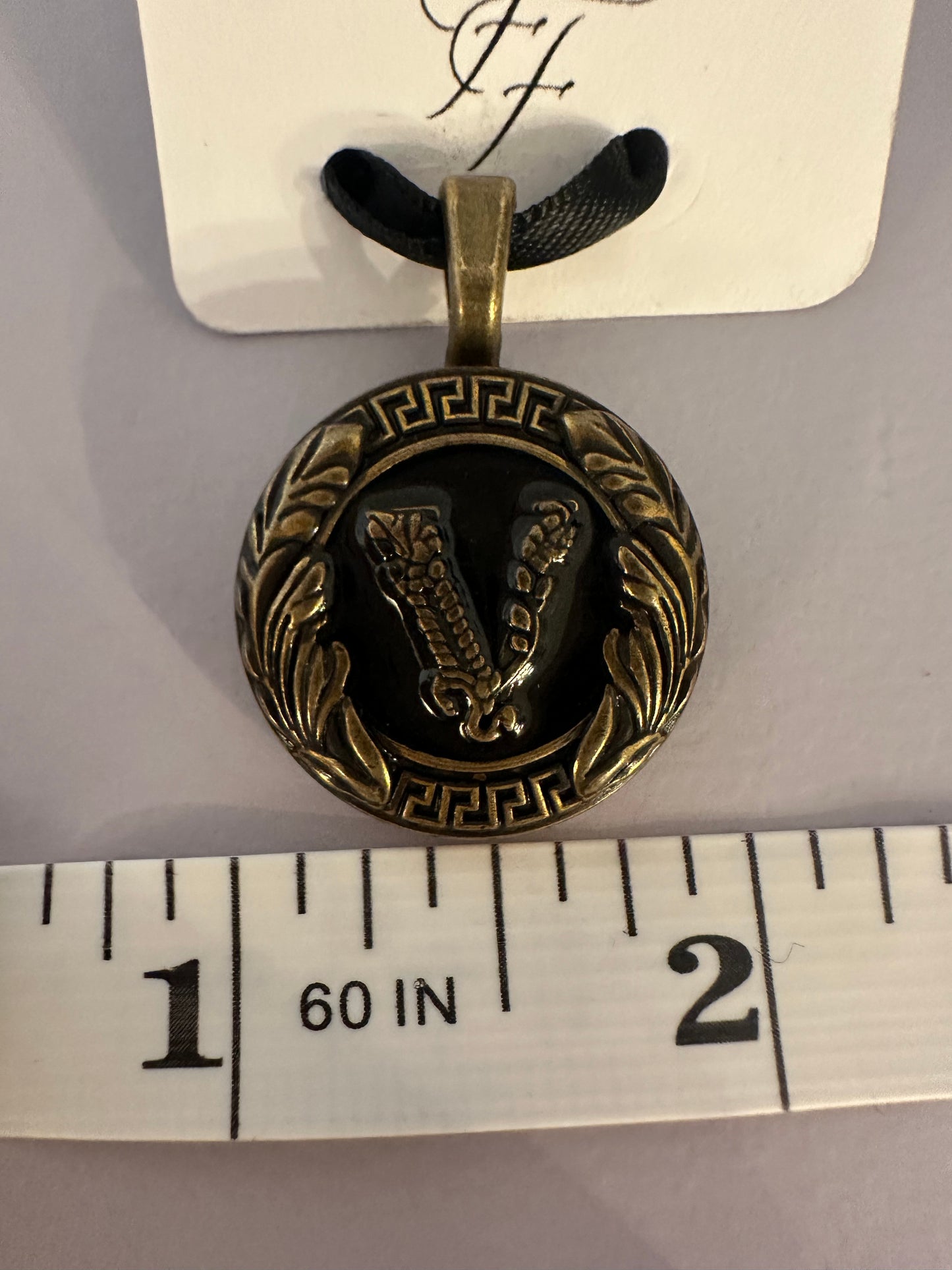 Versace Black & Bronze Button Pendant (with or without chain)