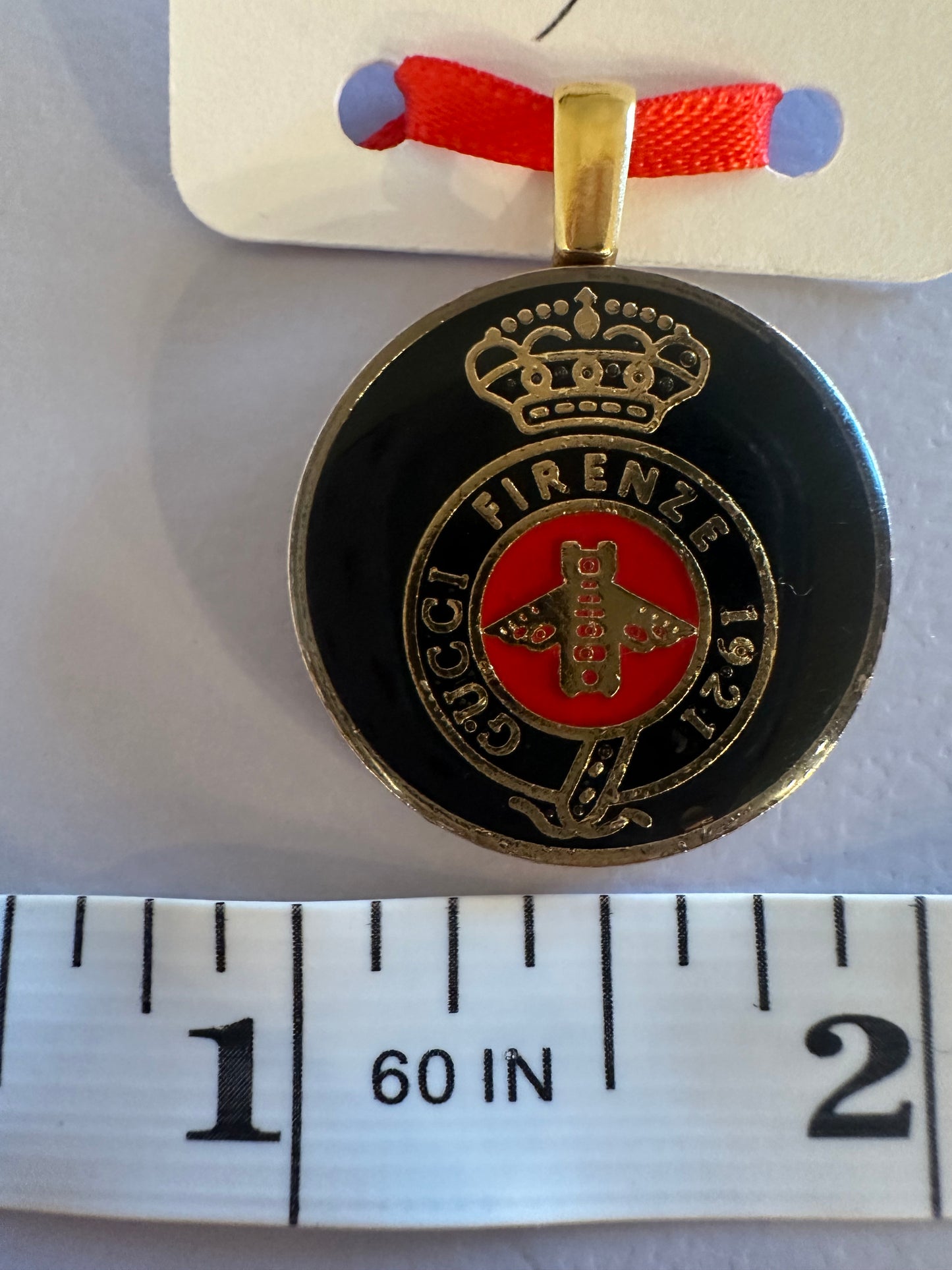Gucci Black & Red Button Pendant (with or without chain)