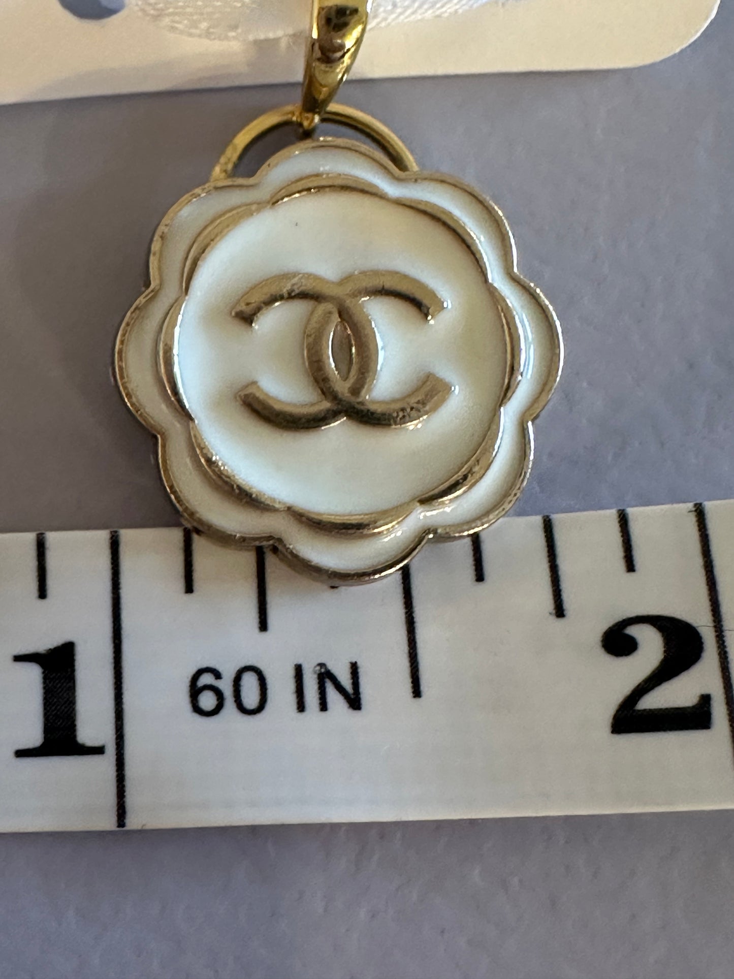 Chanel White & Gold Button Pendant (with or without chain)