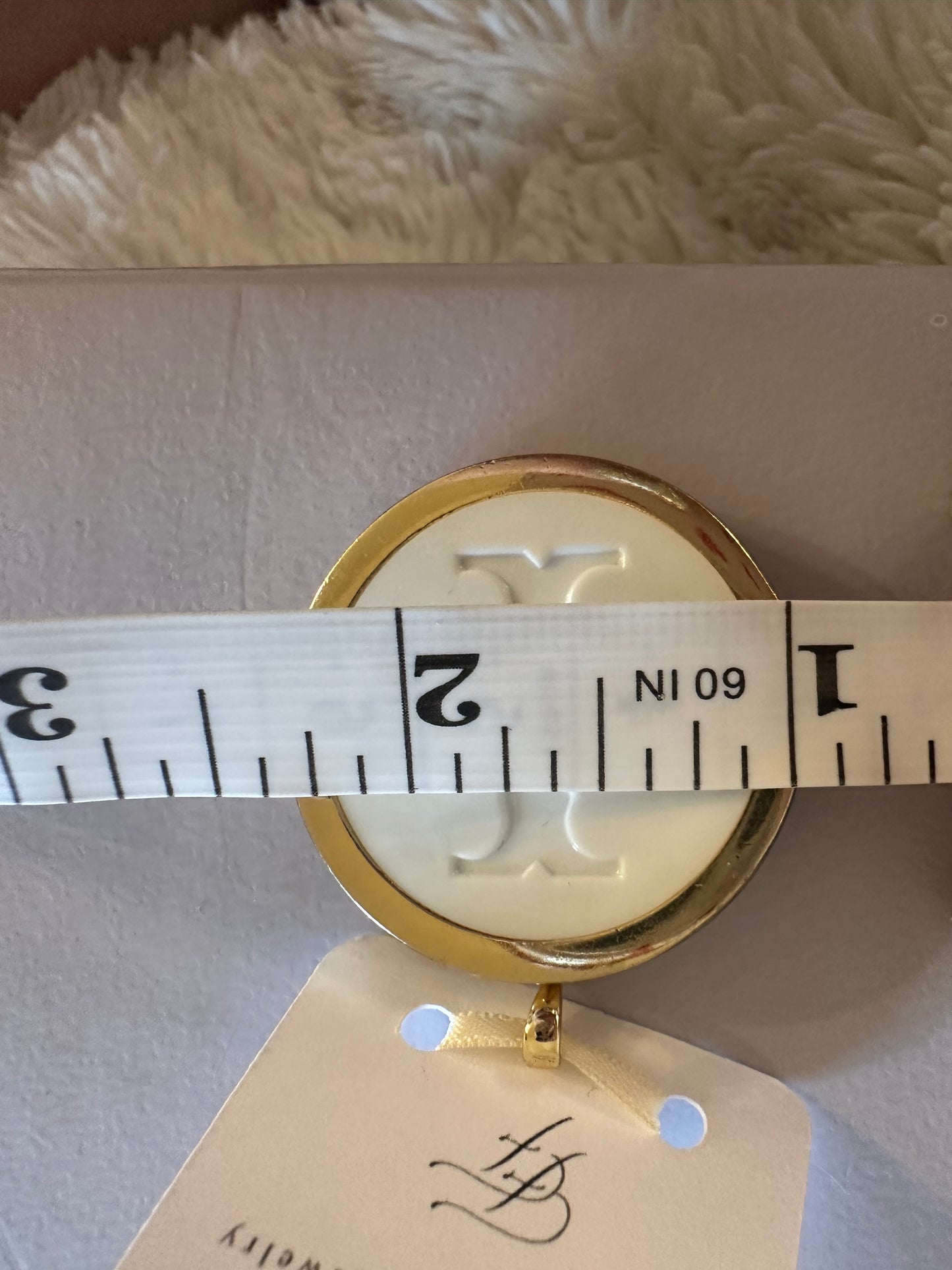 Tory Burch Large White & Gold Button Pendant (with or without chain)